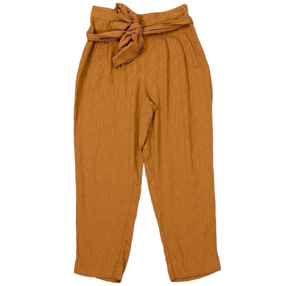 Anthropologie Tapered High Rise Balloon Pants 6 Burnt Orange Belted Bow Fall - Picture 5 of 17